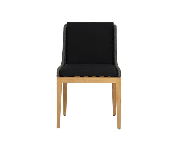 Sunpan Sorrento Dining Chair - Modern Outdoor Seating with Durable Teak Wood and Fade-Resistant Fabric Natural / Arashi Black