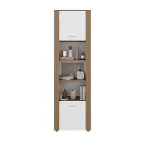 English Elm Dupont Tall Bookcase with Lower Cabinet Five Shelves Two-tone Modern Display B092P474473