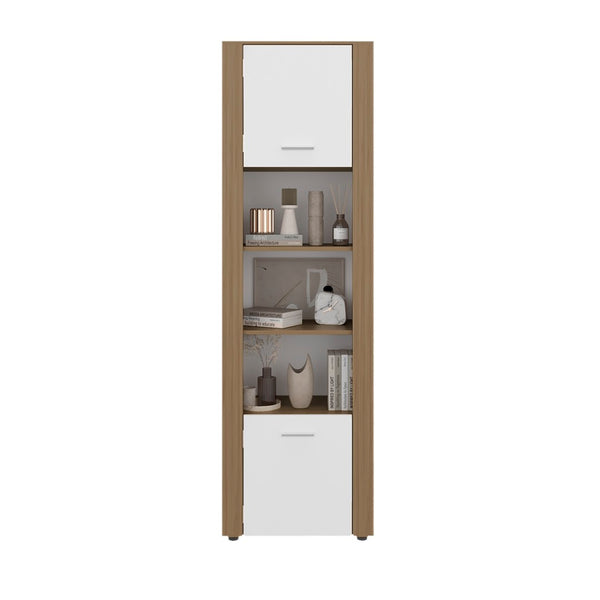 English Elm Dupont Tall Bookcase with Lower Cabinet Five Shelves Two-tone Modern Display B092P474473