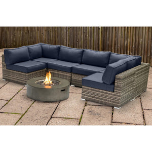 English Elm Outdoor 7-Piece Sectional With Fire Pit: Fully Assembled, Weather-Resistant Comfort For Your Patio! B120S00139-GIGA