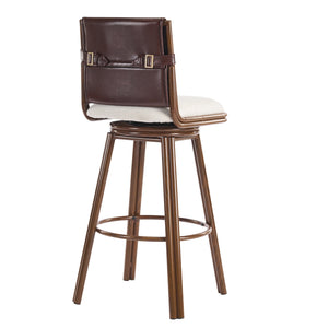 English Elm Christopher Knight Home® - Sibyl Upholstered Bar Stool Set of 2 – Walnut Metal Frame, Cloud-Soft Beige Seat, Durable Faux Leather Backrest N775P340827B