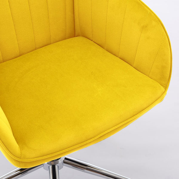 English Elm TY Velvet Office Chair Bright Yellow with Gold Base, 360° Swivel, Height Adjustable, Stable Luxury W2311P270688