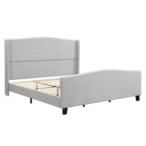 English Elm King Platform Bed Tall Upholstered Teddy Velvet Headboard Boutique Hotel Bedroom Style W1716P419749