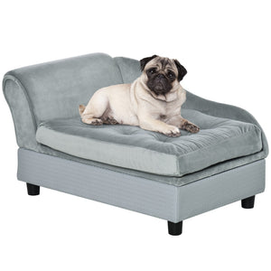 English Elm Pawhut Modern Pet Sofa Bed With Hidden Storage For Small Dogs, Plush 3" Foam, Stylish Gray Design W2225P173807-GIGA