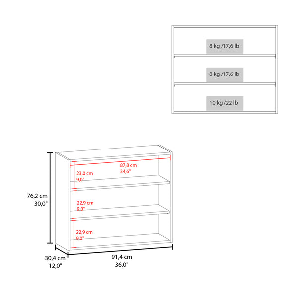 English Elm Meeker Wall Cabinet White - Modern Engineered Wood Kitchen Storage with 3 Spacious Shelves, Easy Mounting B092P245421