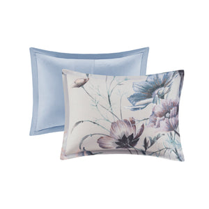 English Elm Full/Queen Cassandra 3-Piece Cotton Printed Duvet Cover Set – Shabby Chic Floral Blue, OEKO-TEX Certified Comfort B03597363