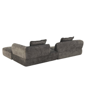 English Elm 122" L-shaped Sectional with Deep Chaise High Density Foam Low Profile Living Room Sofa N767P371309D