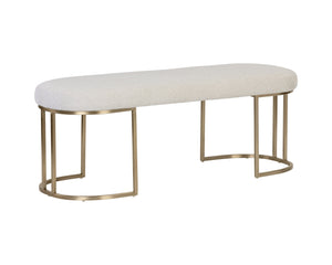 Sunpan Rayla Bench – Elegant Textured Fabric with Antique Brass Frame for Chic Home Décor and Comfort Belfast Oatmeal