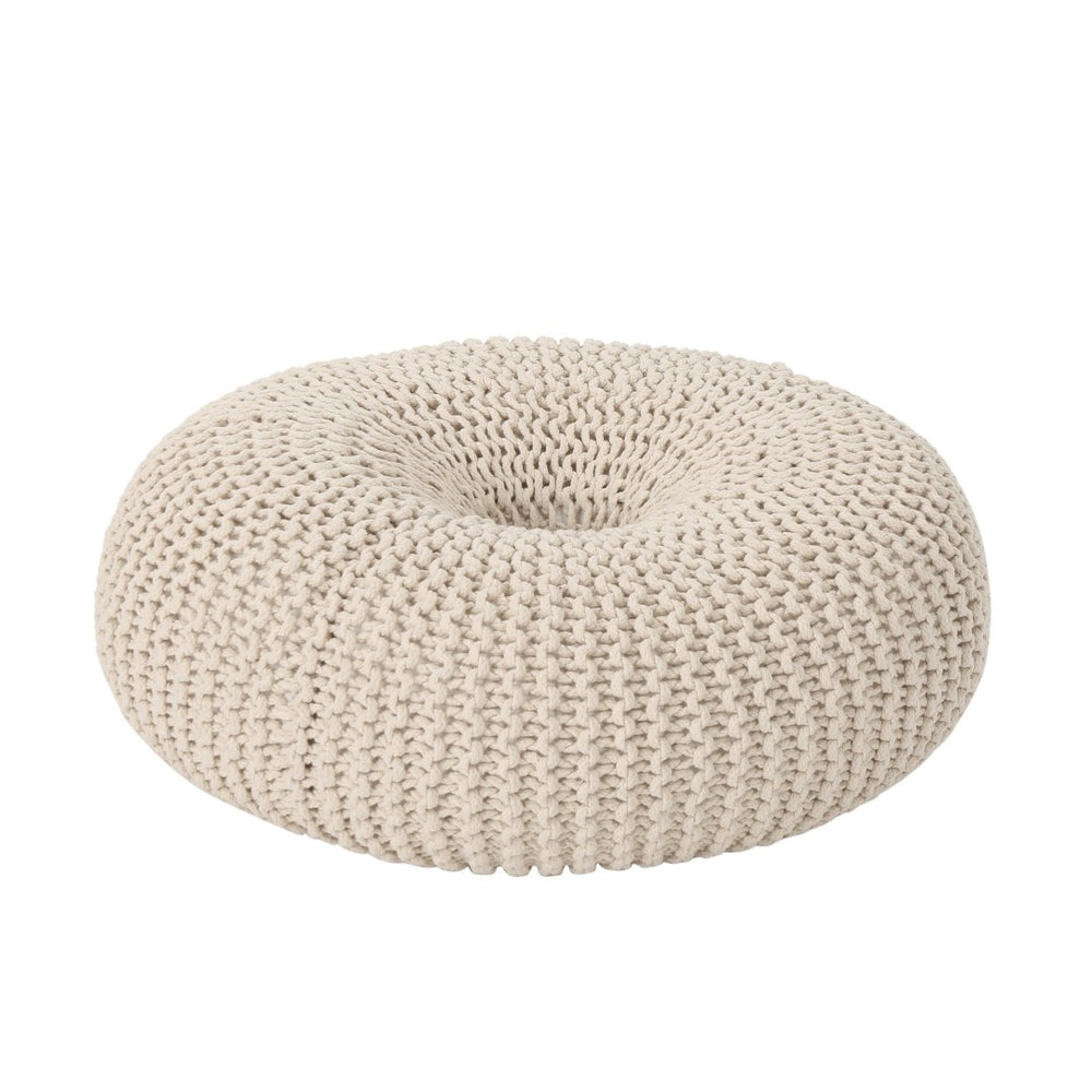 English Elm Knited Chunky Cotton Hand Knit Donut Pouf Artisan Footrest for Living Room or Nursery 62657.00BGE