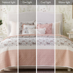 English Elm 6 Madison Park Dawn Cotton Percale Reversible Quilt Set with Paisley Pintuck Lace Trim King/Cal King Blush 17.72 L x 22.83 W x 7.09 H B035129025