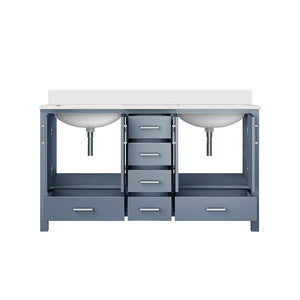 English Elm Dark Grey Double Bath Vanity 60” W X 22” D With Durable White Quartz Top & Ample Storage Options B2731P258881