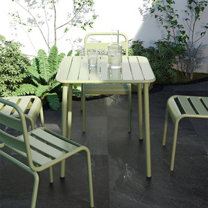 English Elm Sera outdoor square table - waterproof metal courtyard bistro table for balcony, villa, versatile seating Antique Green W3318P308266