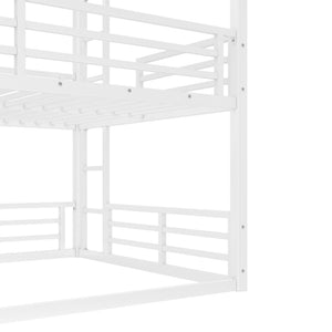 English Elm Queen Metal Triple Bunk Bed - Stylish Queen Over Queen Over Queen Design, Heavy-Duty, Safe & Quiet W1580S00167-GIGA