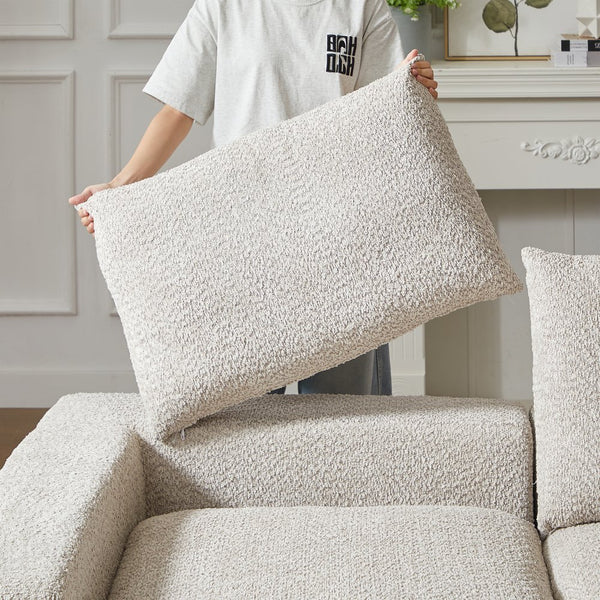 English Elm 99-Inch Chenille Cloud Curved Sectional Sofa – Modern L-Shaped Boneless Couch With Chaise & Comfort W834S00476