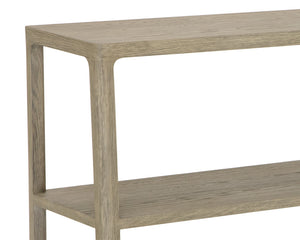 Sunpan Doncaster Low Bookcase - Modern Solid Oak Design in Smoke Grey, Perfect for Minimalist Spaces