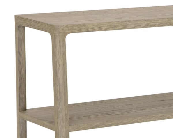 Sunpan Doncaster Low Bookcase - Modern Solid Oak Design in Smoke Grey, Perfect for Minimalist Spaces