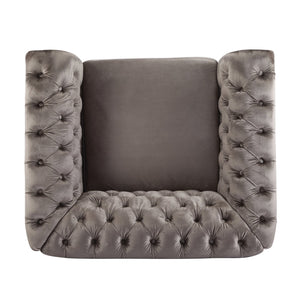 English Elm Christopher Knight Home® - Chesterfield Velvet Club Chair with Button-Tufted Diamond Stitch, Nailhead Trim, Solid Wood Frame N776P309421D