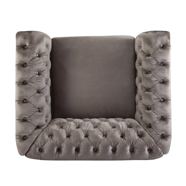 English Elm Christopher Knight Home® - Chesterfield Velvet Club Chair with Button-Tufted Diamond Stitch, Nailhead Trim, Solid Wood Frame N776P309421D