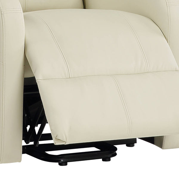 English Elm Ricardo Beige PU Power Lift Recliner with Pocket Coil Seat, Wired Remote, Durable Metal Frame B2726P405679