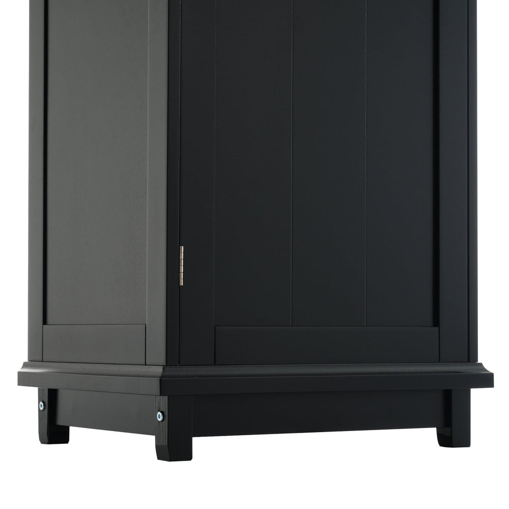 English Elm 63" Tall Bathroom Vanity Cabinet with Glass Doors, Two Drawers and Adjustable Shelves for Stylish Storage Black N729P171305B