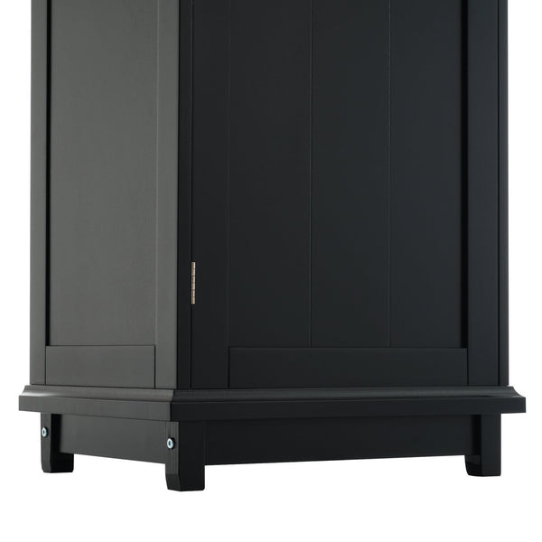 English Elm 63" Tall Bathroom Vanity Cabinet with Glass Doors, Two Drawers and Adjustable Shelves for Stylish Storage Black N729P171305B