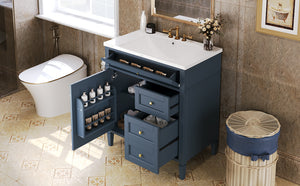 English Elm 30'' Modern Bathroom Vanity With Soft-Close Drawers, Tip-Out Storage & Elegant Roman Legs, White SW000122AAC-2