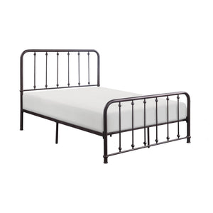 English Elm Classic Queen Platform Bed with Curved Headboard and Ball Accent Detailing, Dark Bronze Metal Frame Antique Bronze 61.25 L x 38.5 W x 3.75 H B011P263748