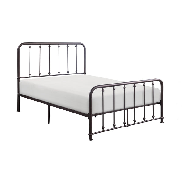 English Elm Classic Queen Platform Bed with Curved Headboard and Ball Accent Detailing, Dark Bronze Metal Frame Antique Bronze 61.25 L x 38.5 W x 3.75 H B011P263748