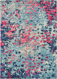 Unique Loom Jardin Ivy Machine Made Abstract Rug Blue, Beige/Blue/Gray/Light Blue/Puce/Red/Pink 7' 1" x 10' 0"