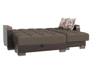 English Elm Primenest Zenaero Convertible Chaise Lounge With Wood Trim, Storage & Comfortable Sleeper Design B030P303558-GIGA