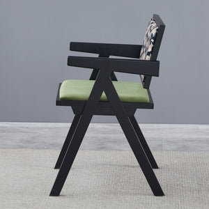 English Elm 2 Black Rubberwood Dining Chairs With Rattan-Style Seats – Medieval Elegance For Modern Spaces W2720P237609