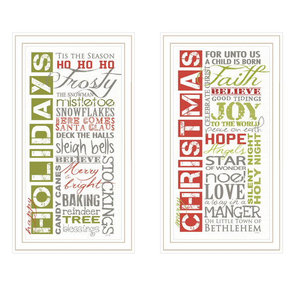 English Elm Trendy Decor 4u Happy Holidays Framed Wall Art 2 Piece Set for Festive Home B067P256623