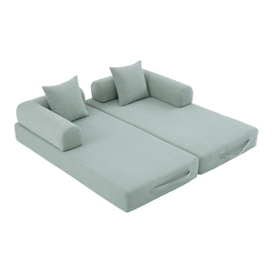 English Elm UNITED modular foldable sofa with metal frame, corduroy upholstery, side pocket & quick assembly convenience Mint Blue W1568P375643