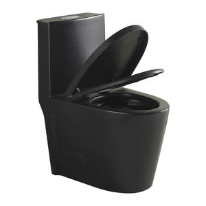 English Elm One-piece Elongated Porcelain Toilet Dual Flush Ada Comfort Height Soft Close Seat Black W1920P420642