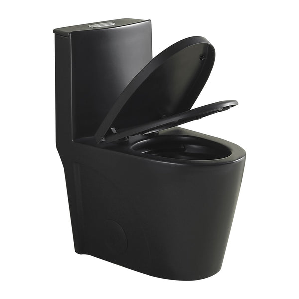 English Elm One-piece Elongated Porcelain Toilet Dual Flush Ada Comfort Height Soft Close Seat Black W1920P420642