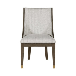 English Elm Greta Sculptural Armchair Set Beige Linen Upholstery Oak Veneer Gold Leg Accents B056P412634
