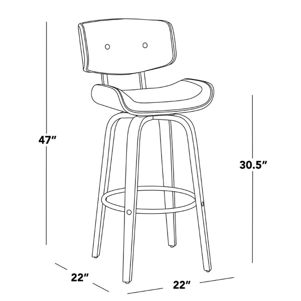 English Elm Fixed-height Swivel Counter Stools with Faux Leather Seats and Chrome Footrest Set of 2 B202S01837