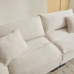 English Elm Corduroy Stylish Sleeper Sofa Loveseat with Dual-Layer Cushions & Two Support Pillows, Sturdy Frame Beige W676P184129