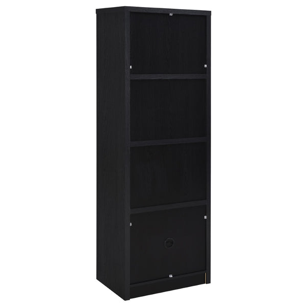 English Elm Sloat Matte Black Modular Entertainment Center with Media Towers and Open Shelving B062S01706