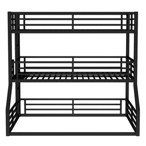 English Elm Twin Metal Triple Bunk Bed With Safety Guardrails - Heavy-Duty, Noise-Reduced Design In Black Finish P2 W1580S00177-GIGA
