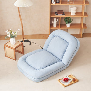 English Elm Triple Fold Down Sofa Bed – Compact, Metal Frame, Thick Cushion Comfort, Adjustable Back for Versatile Use Blue W244P196091