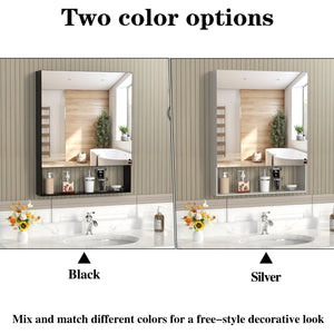 English Elm 24'' Aluminum Medicine Cabinet Wall Mount Bathroom Mirror with Adjustable Interior Shelves W708P379205