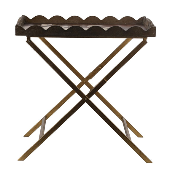 English Elm 23.5x15.5x24" Brown Mdf Accent Table Swan Motif Iron Legs Vintage Boho Side W2078P461560