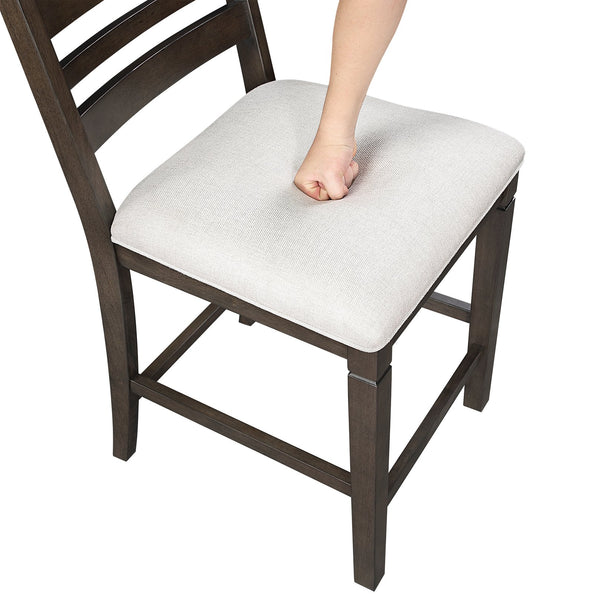 English Elm Classic 5Pc Dark Espresso Counter Height Dining Set With Extendable Table & Upholstered Chairs B011S01907