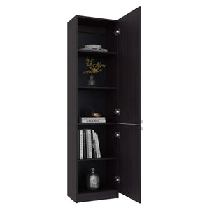 English Elm Wenge Finish Tall Narrow Storage Cabinet Five Tier Two Door Slim Vertical Organizer B062P483772