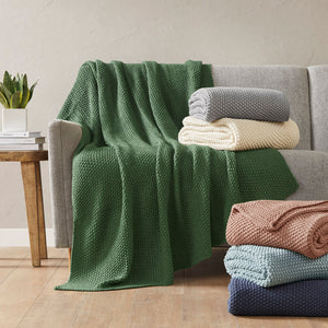 JLA Home INK+IVY - Throw ultra-soft knit 50x60 inch cottage-style acrylic throw — machine washable, durable cozy layer Grey II50-1138