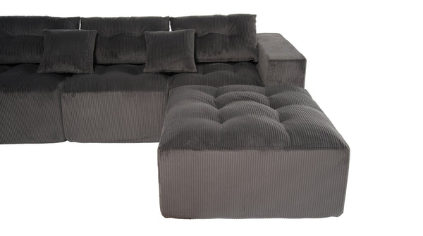 English Elm 101" Modular Cloud Sectional Corduroy Upholstered Sofa Reversible Chaise Living Room Gray W1170S00056