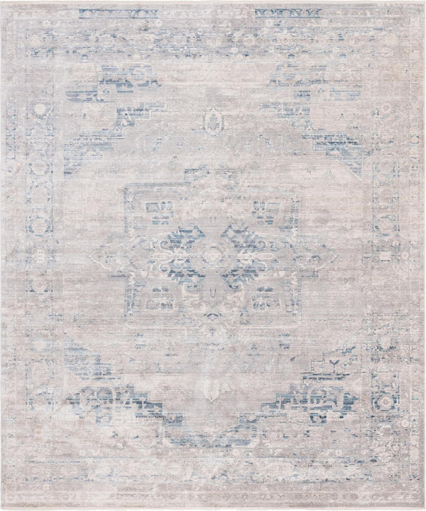 Unique Loom Noble Victoria Machine Made Medallion Rug Gray, Blue/Navy Blue/Ivory 9' 0" x 11' 3"