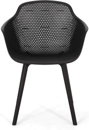 English Elm Christopher Knight Home® - LOTUS Outdoor Dining Chairs Set of 4 – Weather-Resistant Polypropylene with Diamond Pattern Comfort and Durability Black 26.75 L x 26.5 W x 24 H N776P243064B