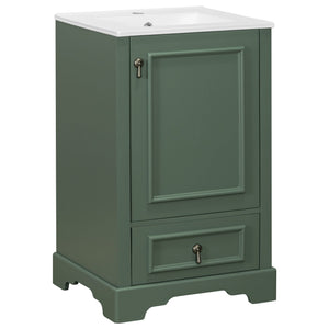 English Elm 20 Inch Bathroom Vanity with Ceramic Sink, Soft-Close Door, Adjustable Shelf, Smart Storage Organizing Design Green N729P299505F